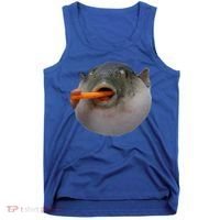 Pufferfish Eating A Carrot Meme Funny Blowfish Dank Memes Gift Tank Top thumb 0