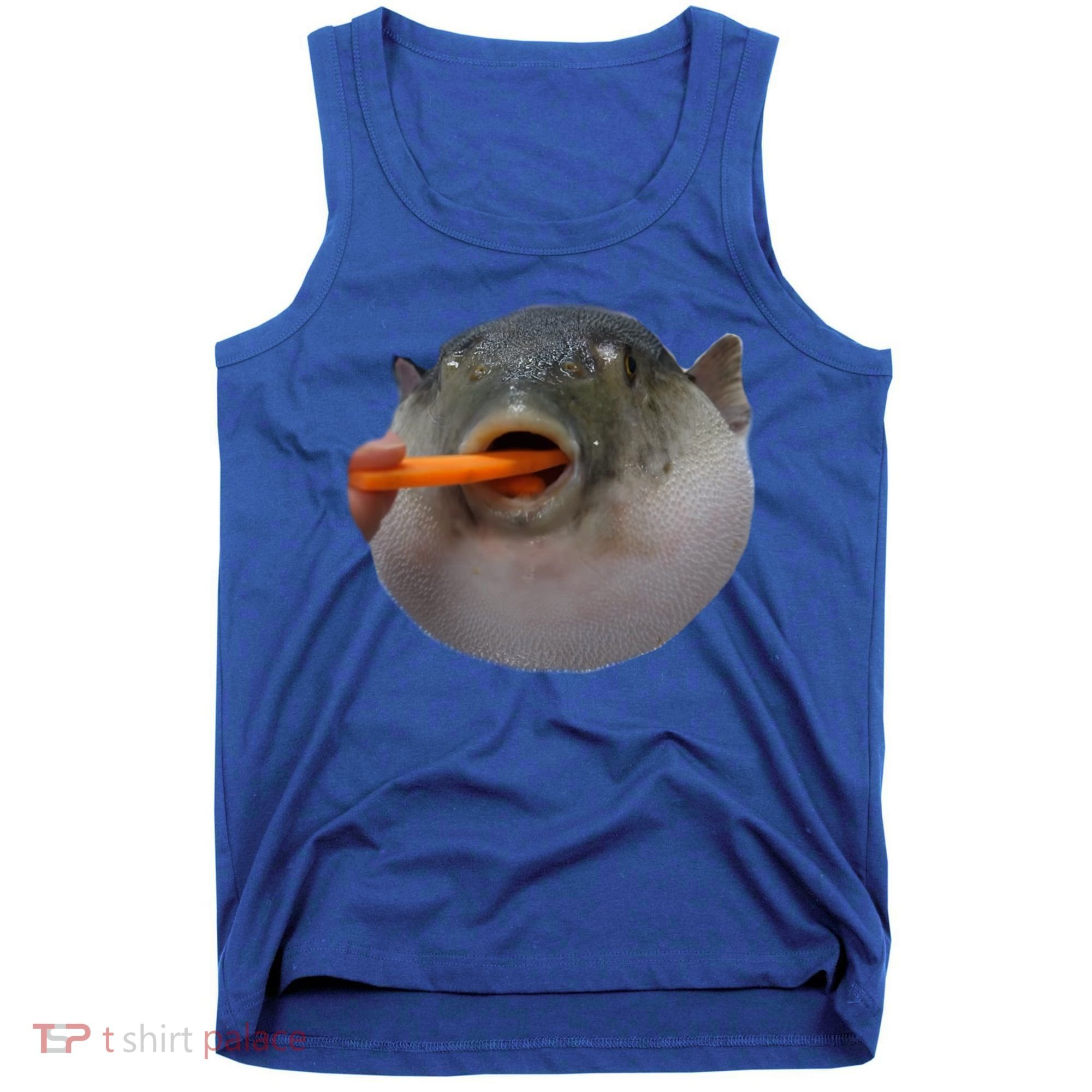 Pufferfish Eating A Carrot Meme Funny Blowfish Dank Memes Gift Tank Top