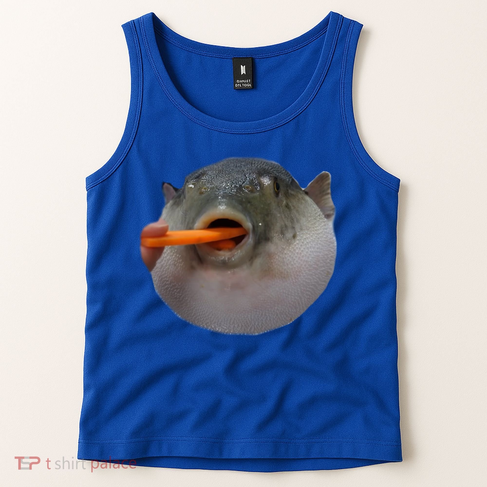 Pufferfish Eating A Carrot Meme Funny Blowfish Dank Memes Gift Tank Top