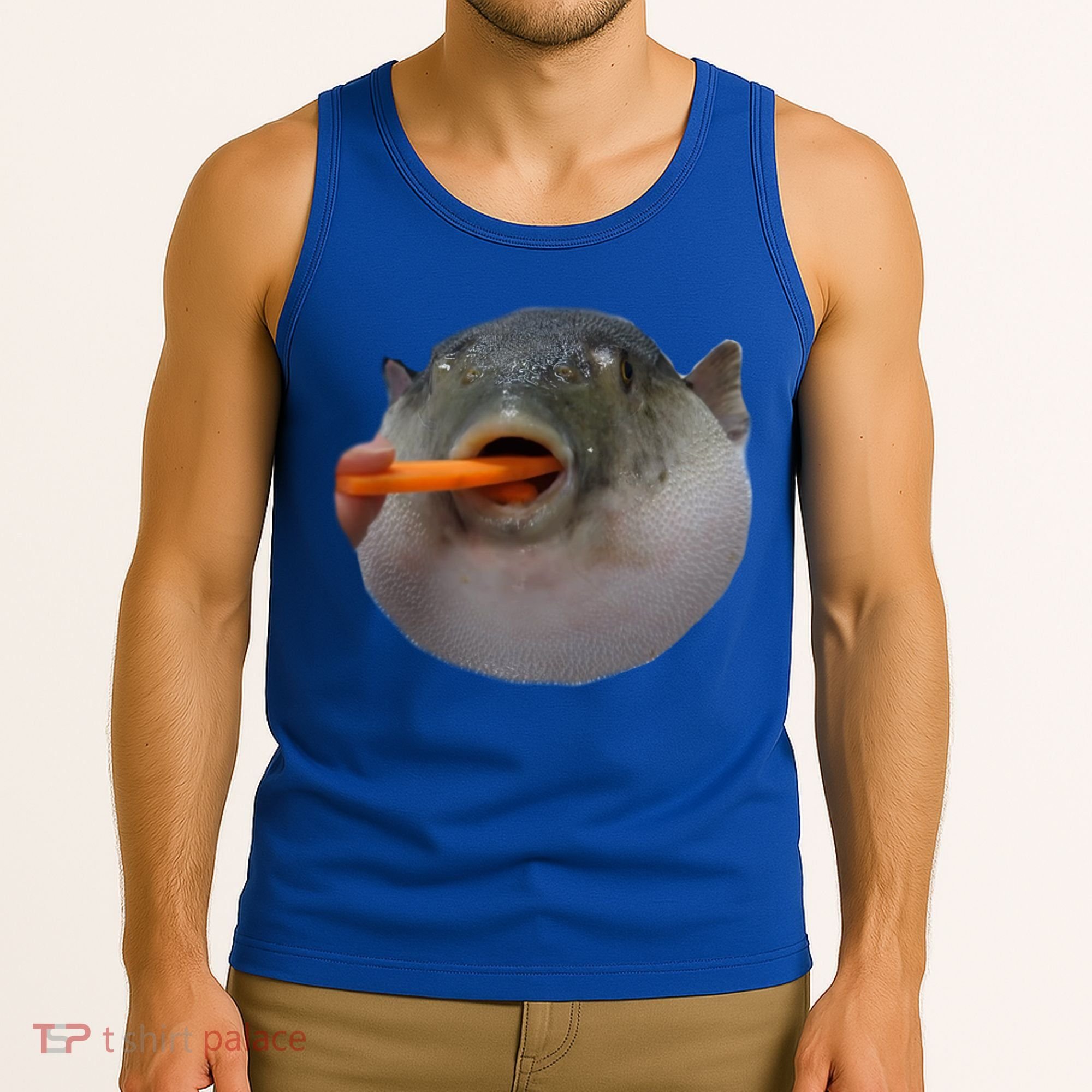 Pufferfish Eating A Carrot Meme Funny Blowfish Dank Memes Gift Tank Top
