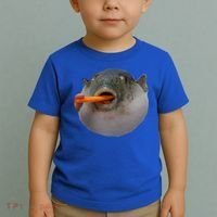 Pufferfish Eating A Carrot Meme Funny Blowfish Dank Memes Gift Toddler T-Shirt thumb 2