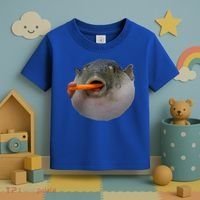 Pufferfish Eating A Carrot Meme Funny Blowfish Dank Memes Gift Toddler T-Shirt thumb 3