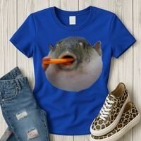 Pufferfish Eating A Carrot Meme Funny Blowfish Dank Memes Gift Women's T-Shirt thumb 3