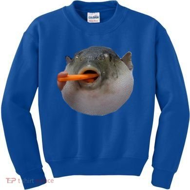 Pufferfish Eating A Carrot Meme Funny Blowfish Dank Memes Gift Kids Sweatshirt