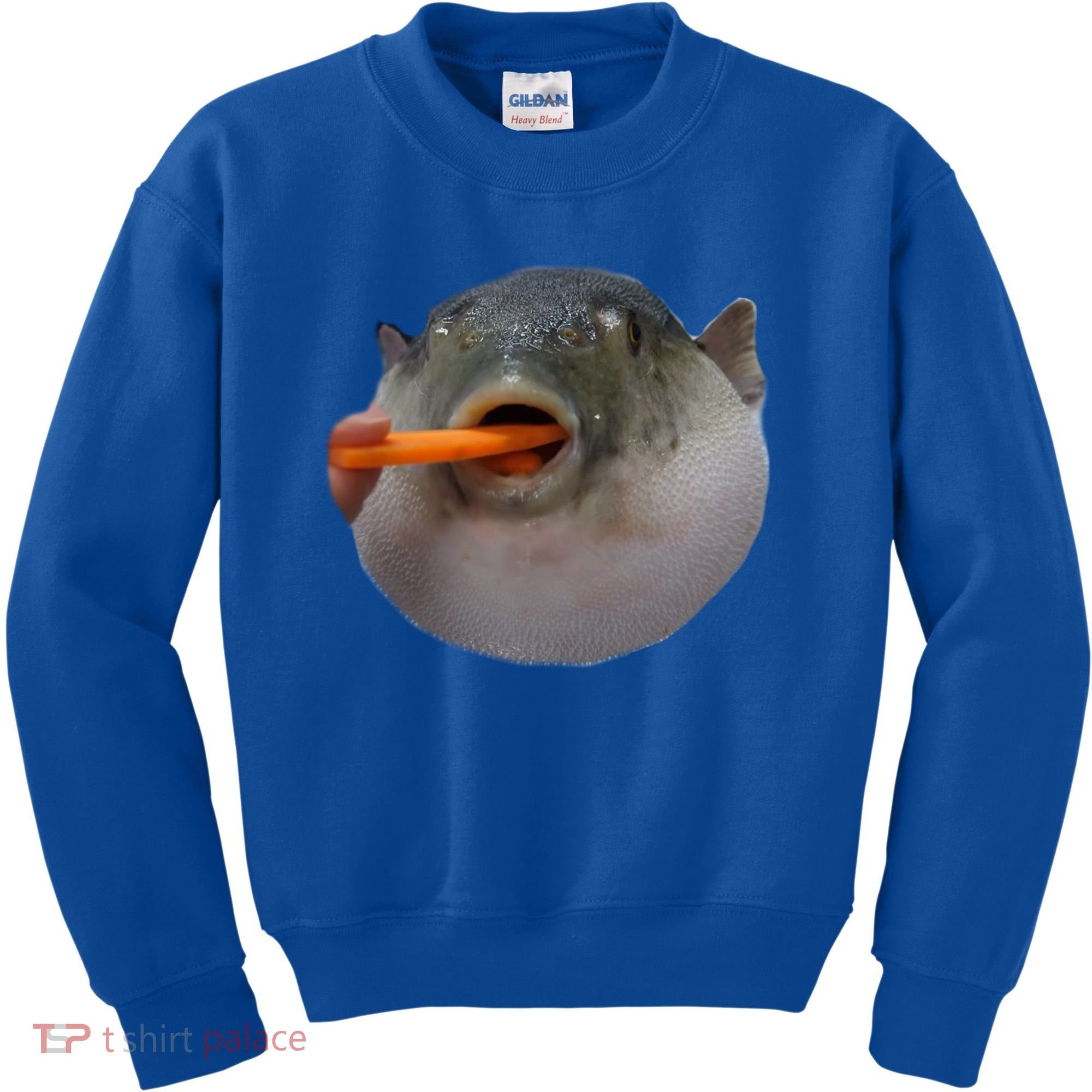 Pufferfish Eating A Carrot Meme Funny Blowfish Dank Memes Gift Kids Sweatshirt