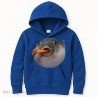 Pufferfish Eating A Carrot Meme Funny Blowfish Dank Memes Gift Kids Hoodie thumb 0