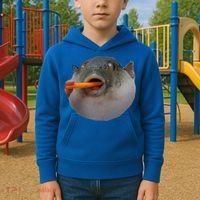 Pufferfish Eating A Carrot Meme Funny Blowfish Dank Memes Gift Kids Hoodie thumb 2