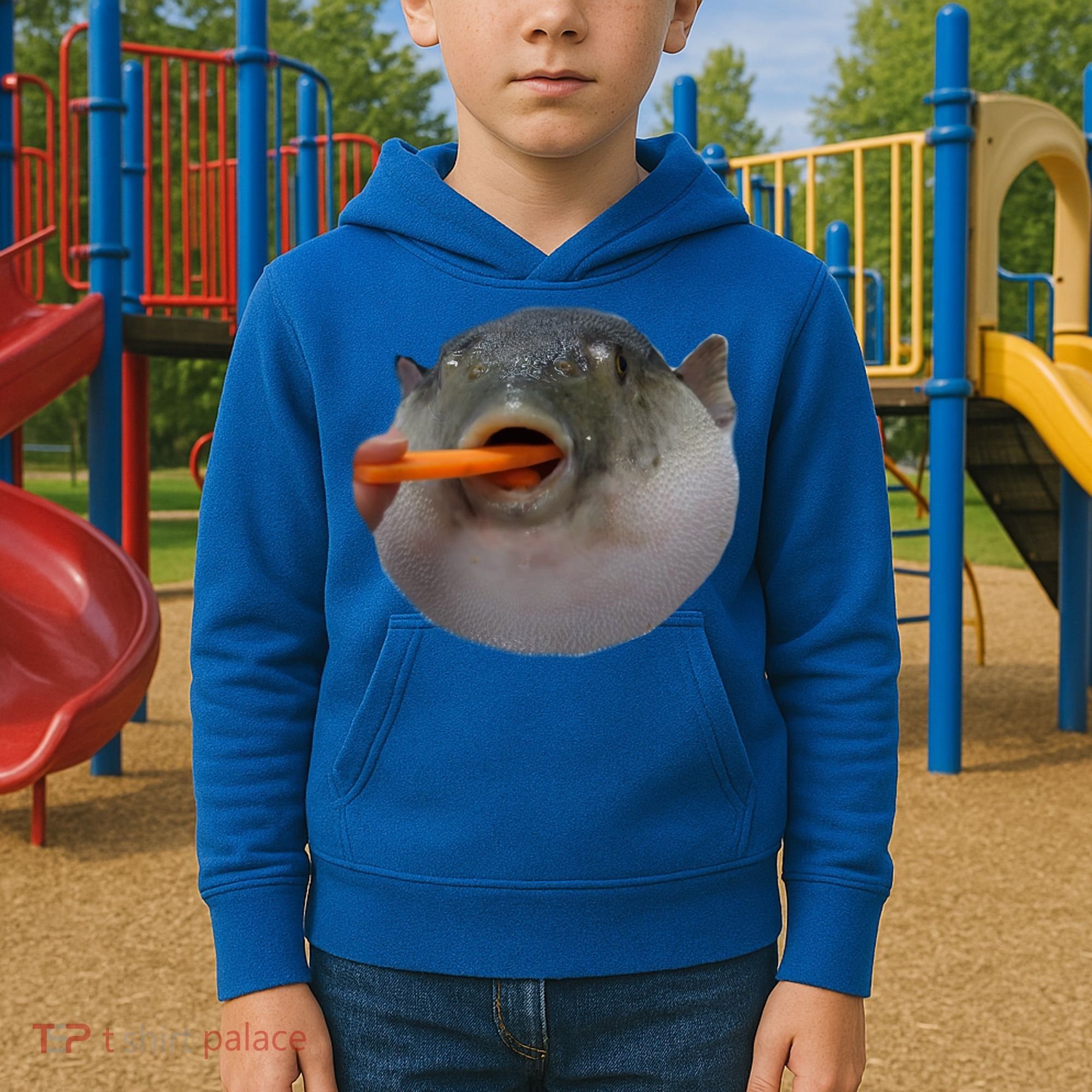 Pufferfish Eating A Carrot Meme Funny Blowfish Dank Memes Gift Kids Hoodie