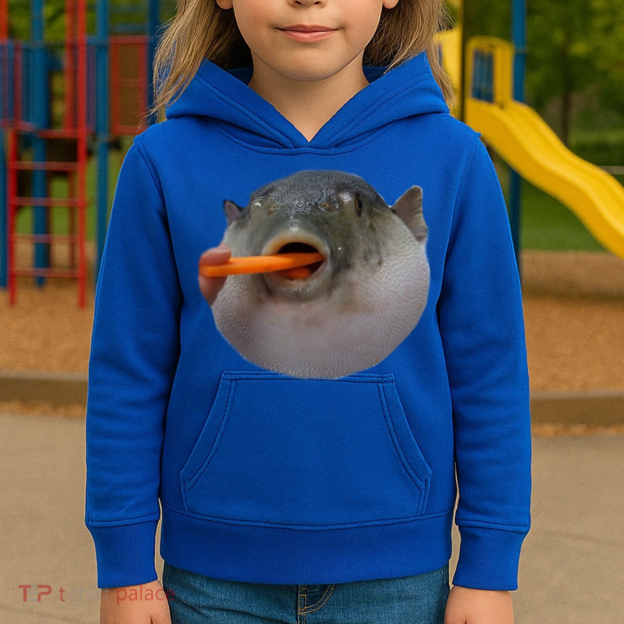Pufferfish Eating A Carrot Meme Funny Blowfish Dank Memes Gift Kids Hoodie