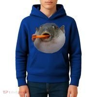 Pufferfish Eating A Carrot Meme Funny Blowfish Dank Memes Gift Kids Hoodie thumb 4