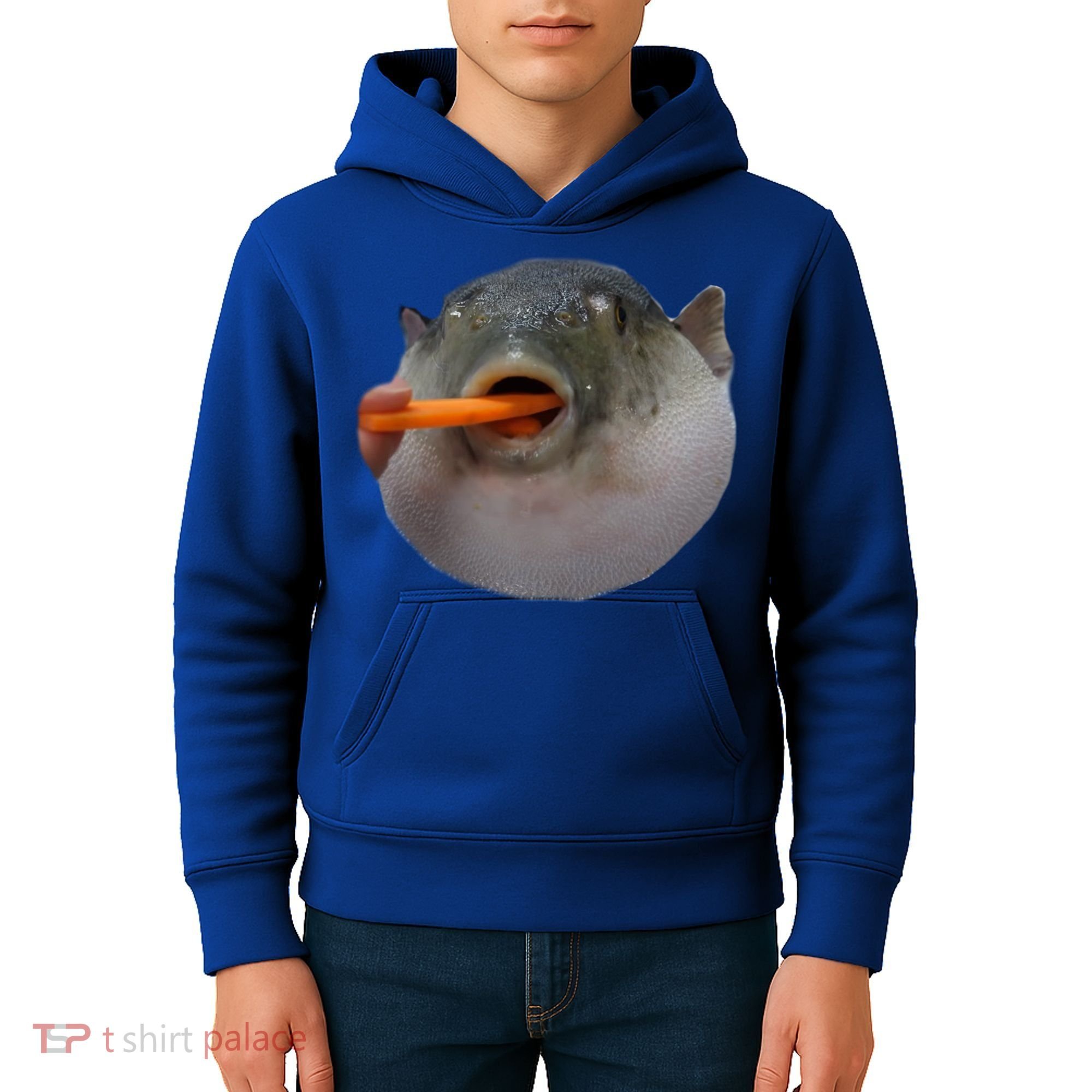 Pufferfish Eating A Carrot Meme Funny Blowfish Dank Memes Gift Kids Hoodie