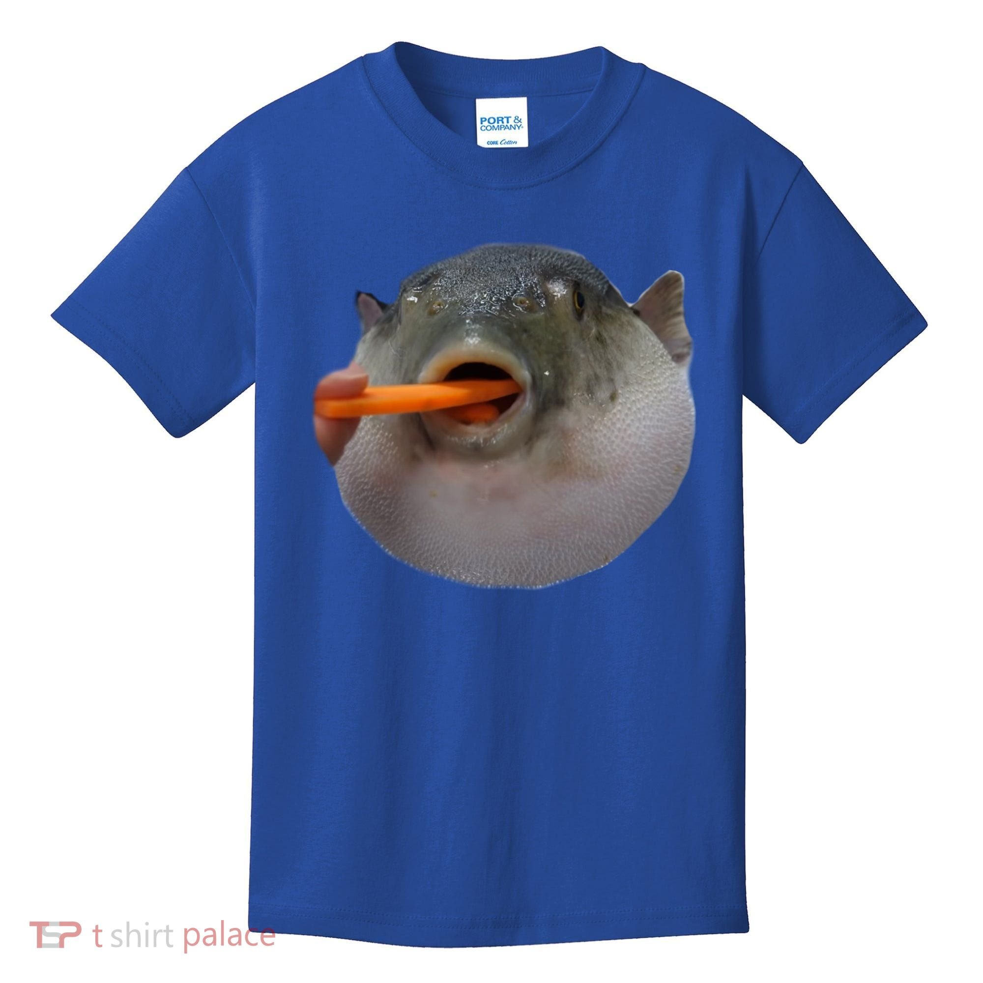 Pufferfish Eating A Carrot Meme Funny Blowfish Dank Memes Gift Kids T-Shirt