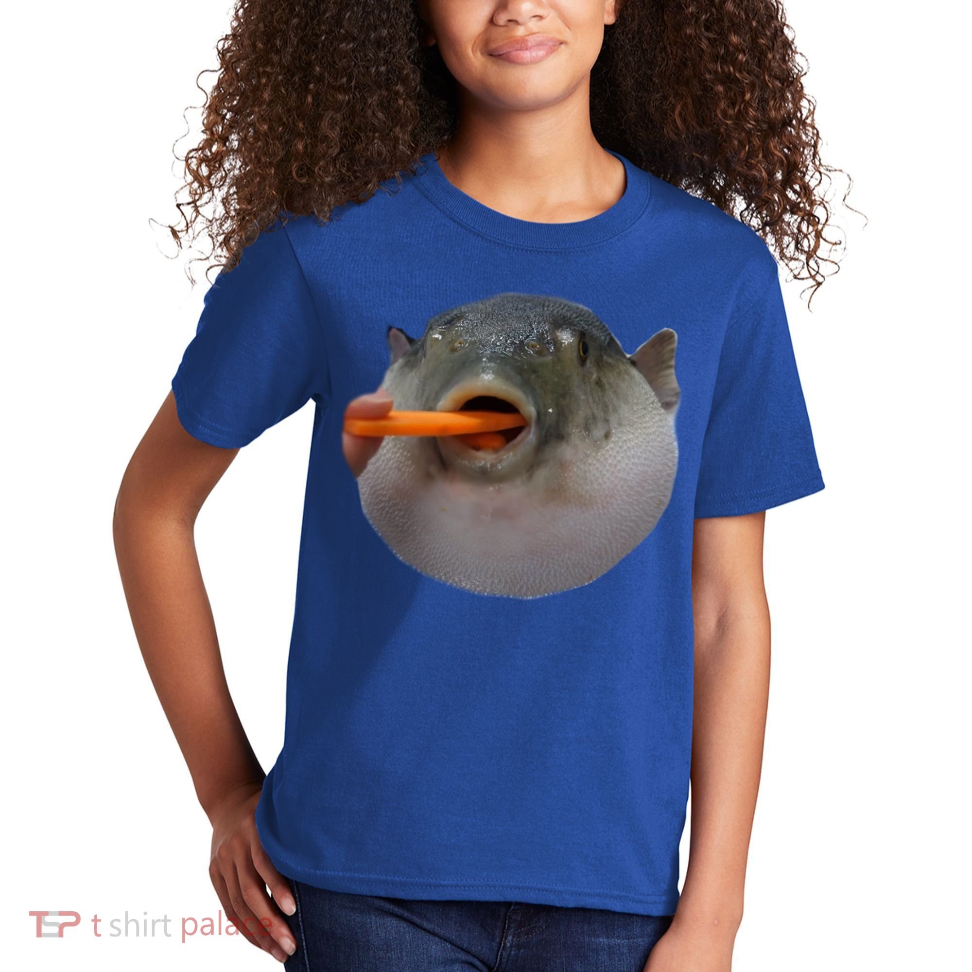 Pufferfish Eating A Carrot Meme Funny Blowfish Dank Memes Gift Kids T-Shirt