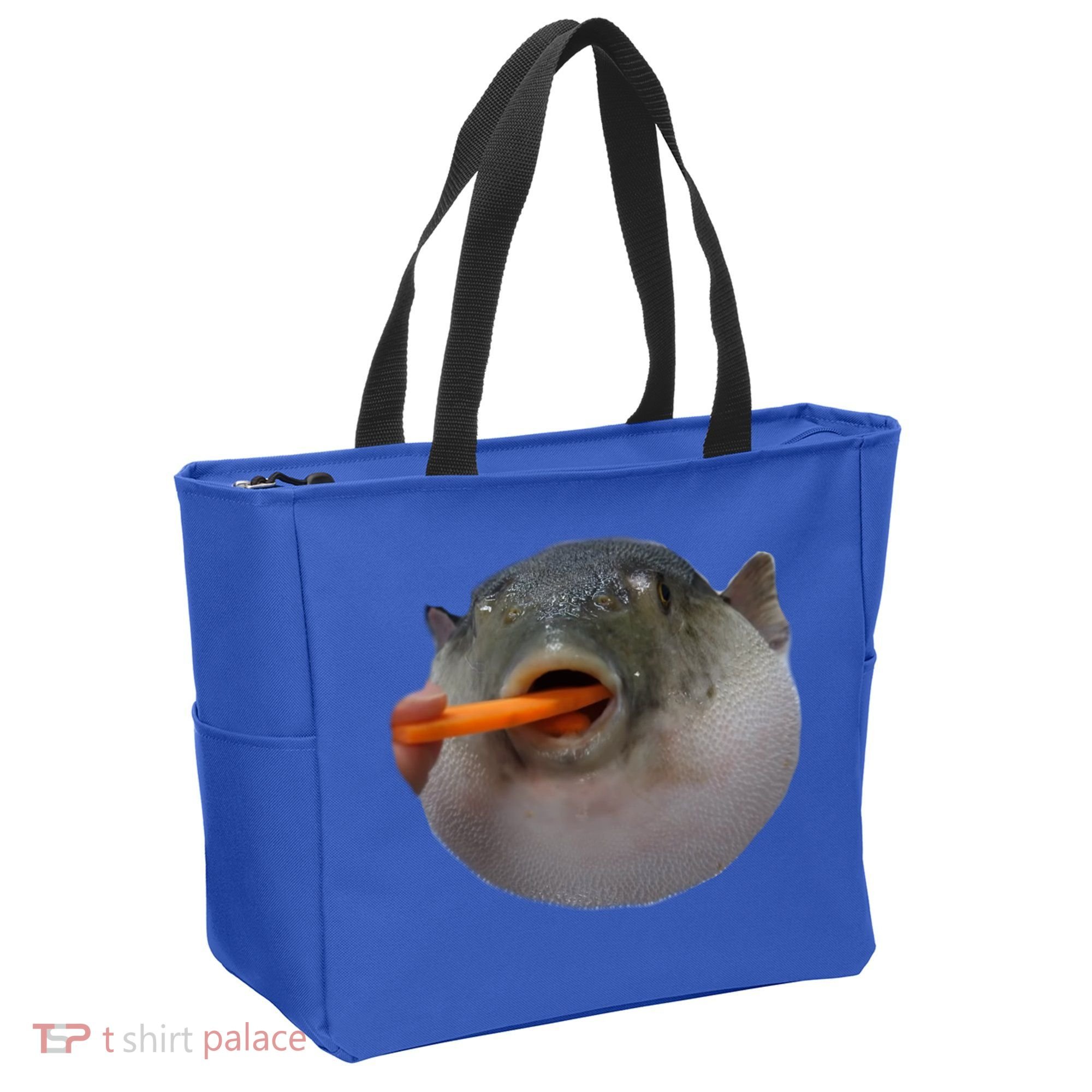 Pufferfish Eating A Carrot Meme Funny Blowfish Dank Memes Gift Tote Bag
