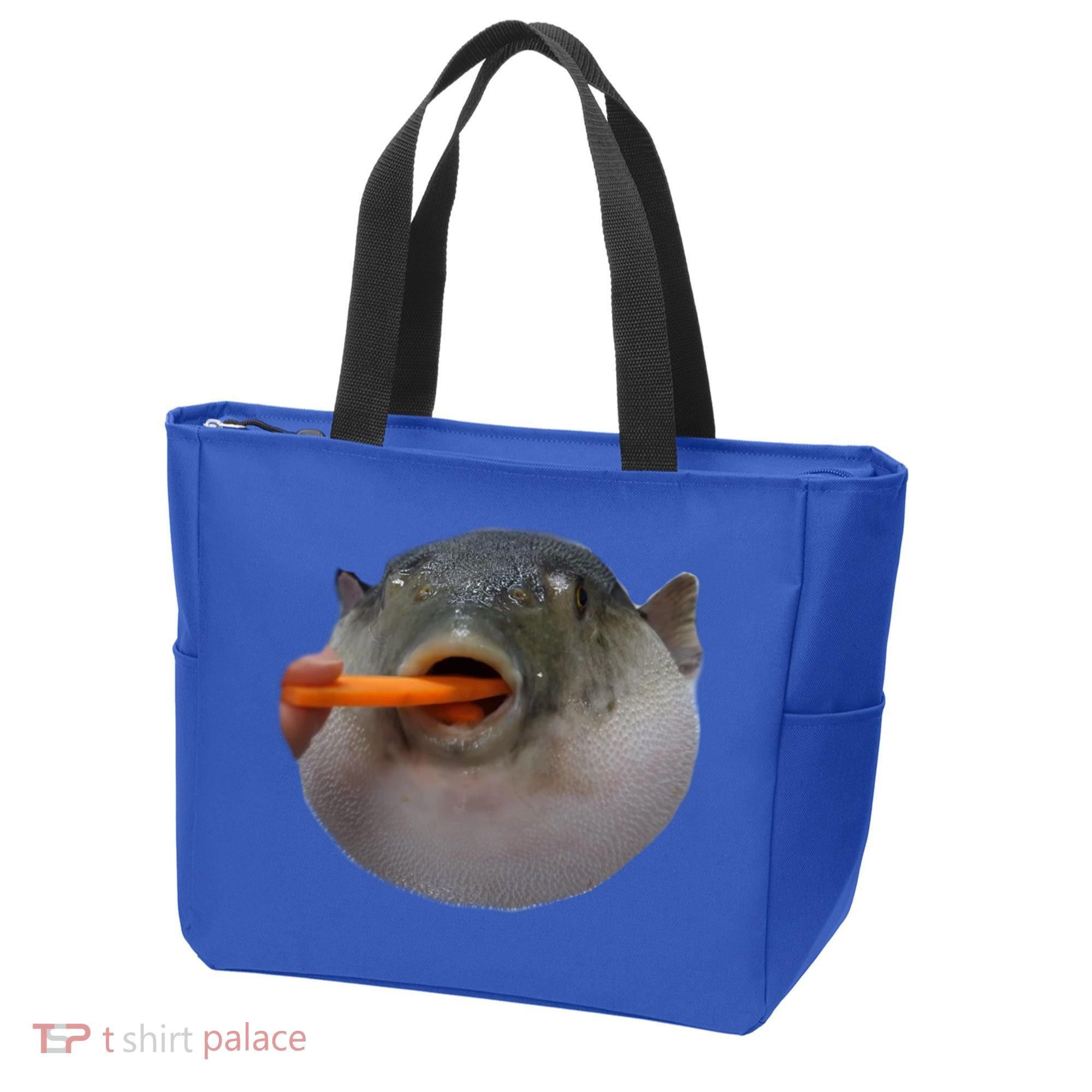 Pufferfish Eating A Carrot Meme Funny Blowfish Dank Memes Gift Tote Bag