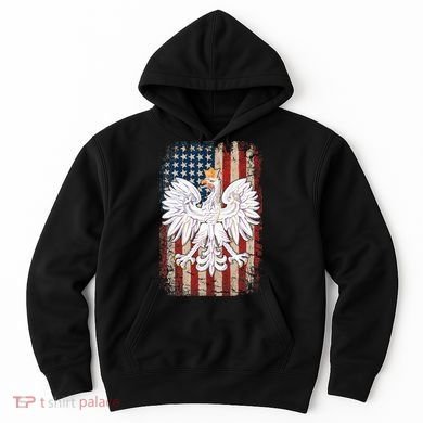 Polish Eagle American Flag Pride Poland Hoodie