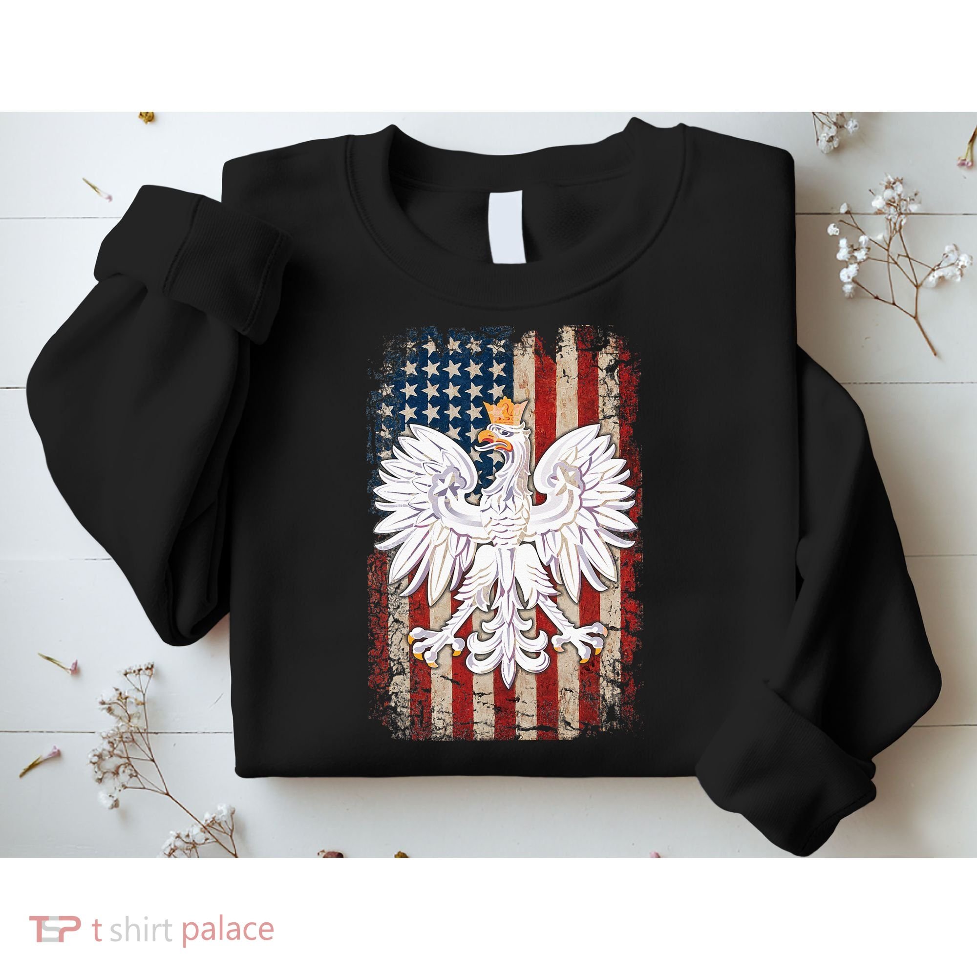 Polish Eagle American Flag Pride Poland Sweatshirt