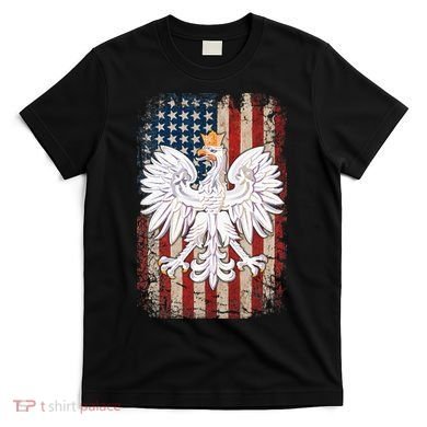 Polish Eagle American Flag Pride Poland T-Shirt