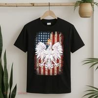 Polish Eagle American Flag Pride Poland T-Shirt thumb 2