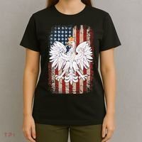 Polish Eagle American Flag Pride Poland T-Shirt thumb 4