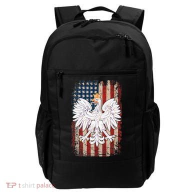 Polish Eagle American Flag Pride Poland Backpack