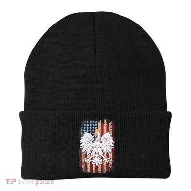 Polish Eagle American Flag Pride Poland Beanie