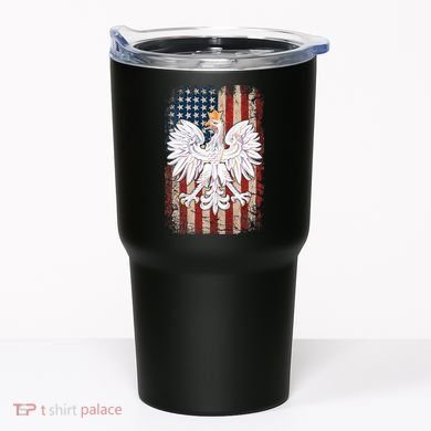 Polish Eagle American Flag Pride Poland Tumbler