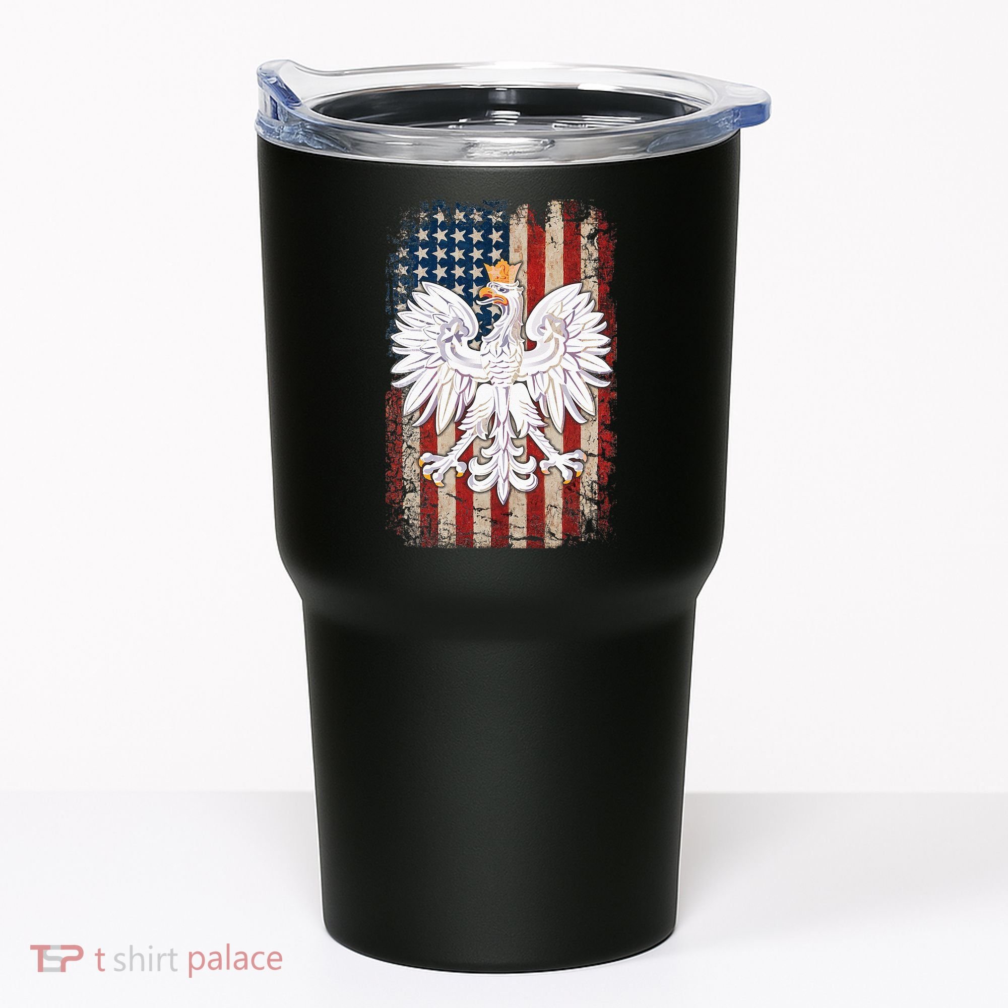 Polish Eagle American Flag Pride Poland Tumbler