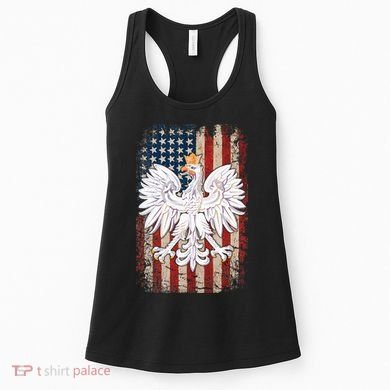 Polish Eagle American Flag Pride Poland Women's Tank Top