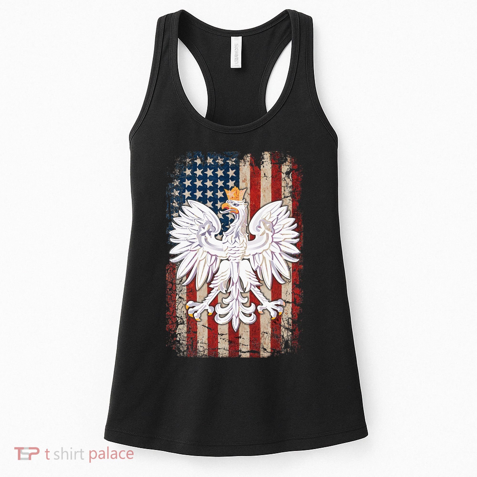 Polish Eagle American Flag Pride Poland Women's Tank Top
