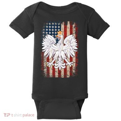 Polish Eagle American Flag Pride Poland Baby Bodysuit