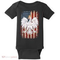 Polish Eagle American Flag Pride Poland Baby Bodysuit thumb 0
