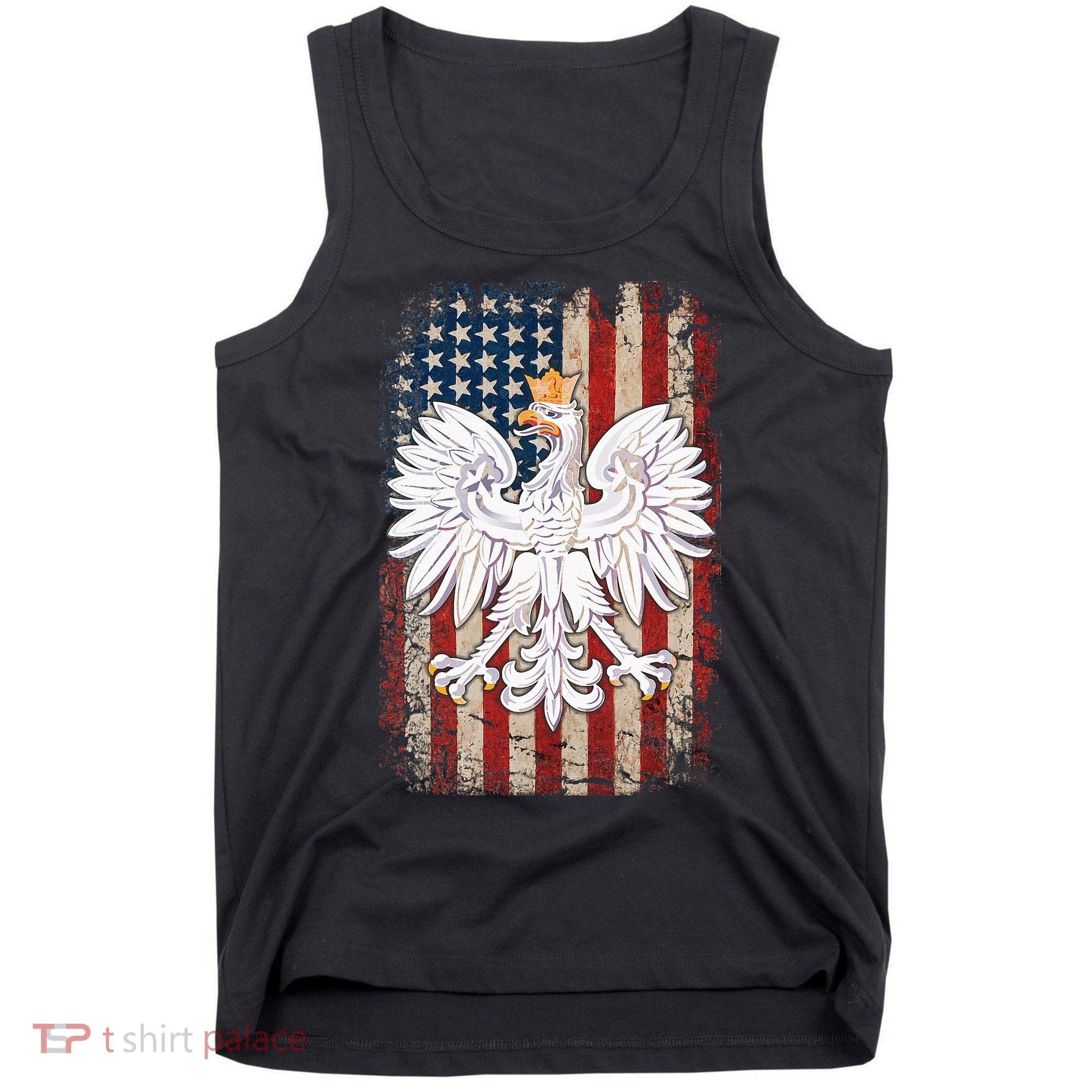 Polish Eagle American Flag Pride Poland Tank Top