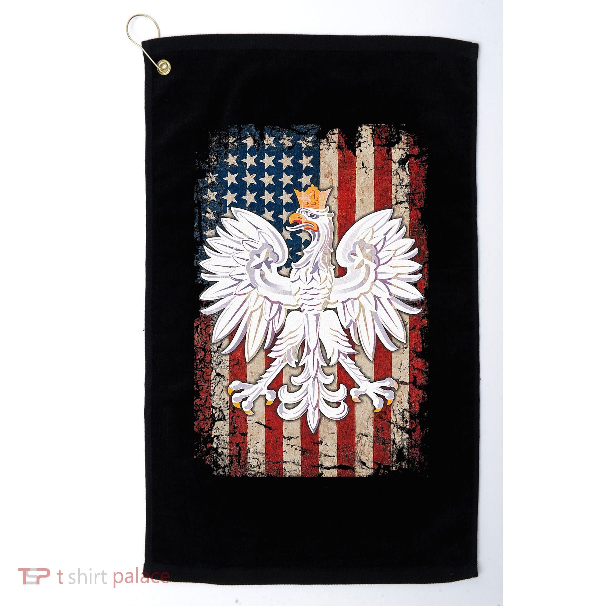 Polish Eagle American Flag Pride Poland Golf Towel