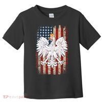 Polish Eagle American Flag Pride Poland Toddler T-Shirt thumb 0