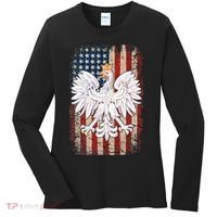 Polish Eagle American Flag Pride Poland Women's Long Sleeve Shirt thumb 0