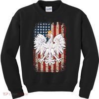 Polish Eagle American Flag Pride Poland Kids Sweatshirt thumb 0