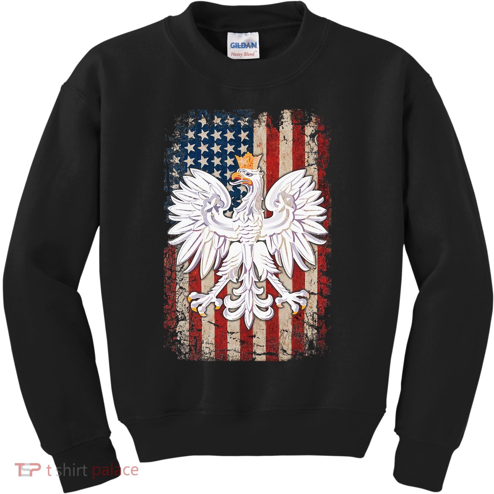Polish Eagle American Flag Pride Poland Kids Sweatshirt