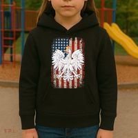 Polish Eagle American Flag Pride Poland Kids Hoodie thumb 3