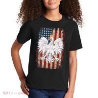 Polish Eagle American Flag Pride Poland Kids T-Shirt thumb 2