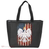 Polish Eagle American Flag Pride Poland Tote Bag thumb 0