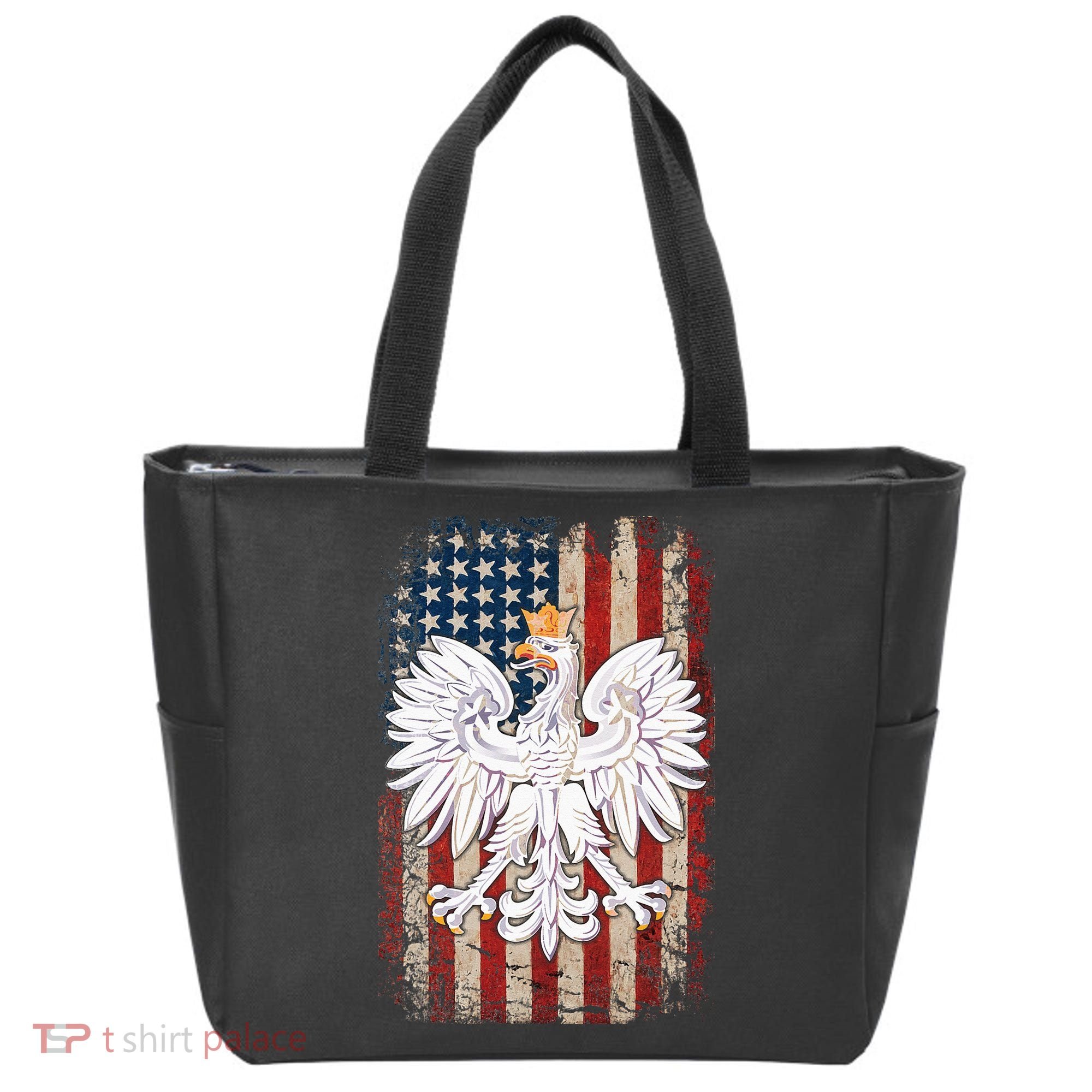Polish Eagle American Flag Pride Poland Tote Bag
