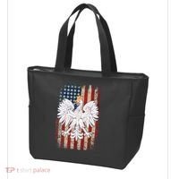 Polish Eagle American Flag Pride Poland Tote Bag thumb 3