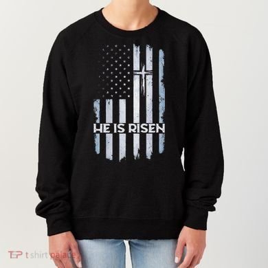 Patriotic Easter American Flag He Is Risen Easter Women's Sweatshirt