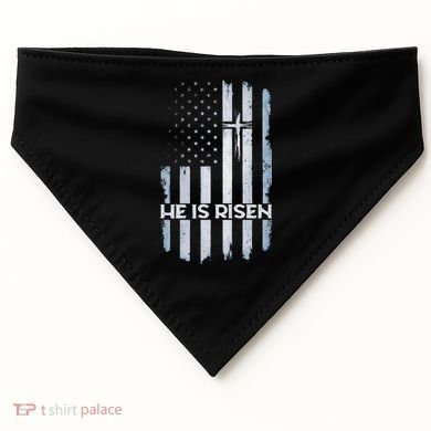 Patriotic Easter American Flag He Is Risen Easter USA-Made Doggie Bandana