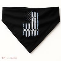 Patriotic Easter American Flag He Is Risen Easter USA-Made Doggie Bandana thumb 0
