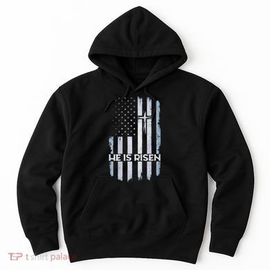 Patriotic Easter American Flag He Is Risen Easter Hoodie