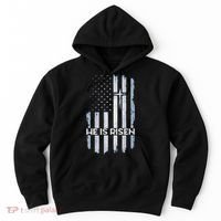 Patriotic Easter American Flag He Is Risen Easter Hoodie thumb 0