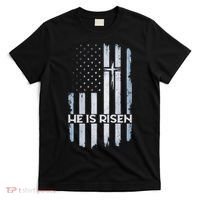 Patriotic Easter American Flag He Is Risen Easter T-Shirt thumb 0