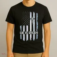 Patriotic Easter American Flag He Is Risen Easter T-Shirt thumb 3